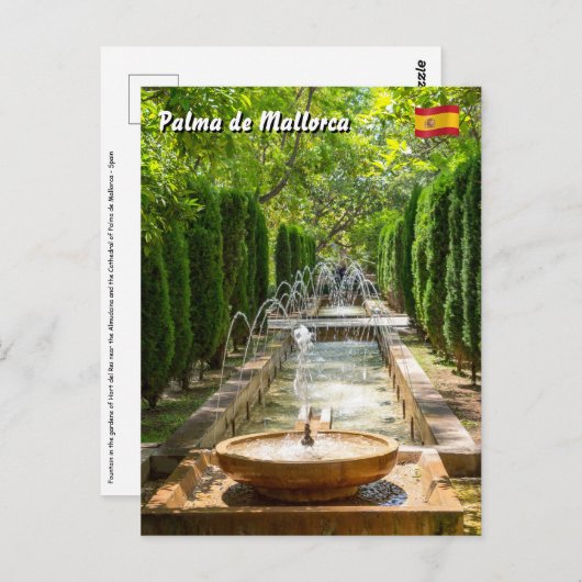 Carte Postale Fontaine dans les jardins d'Almudaina - Palma de M (Devant / Derrière)