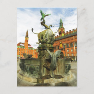 Carte Postale Fontaine de dragon à Copenhague