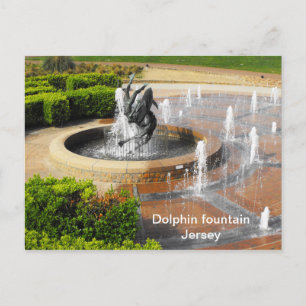 Carte Postale Fontaine de natation avec dauphins Jersey