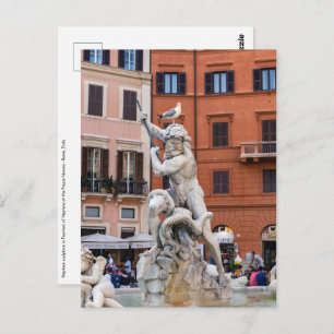 Carte Postale Fontaine de Neptune sur la Piazza Navona - Rome