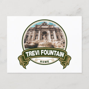 Carte Postale Fontaine de Trevi Badge Rome Italie