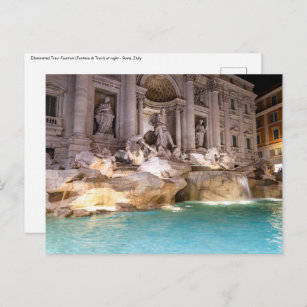 Carte Postale Fontaine de Trevi la nuit - Rome, Italie