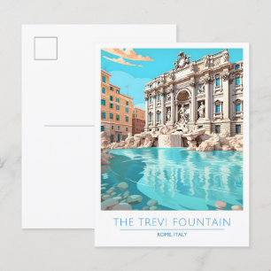 Carte Postale Fontaine de Trevi Rome Italie Vintage voyage