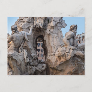 Carte Postale Fontaine des Quatre Fleuves sur la Piazza Navona -