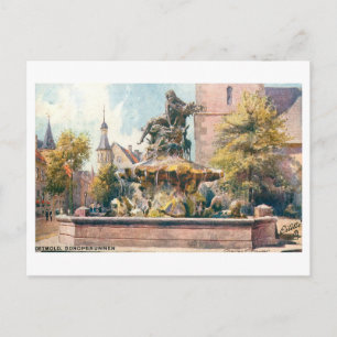 Carte Postale Fontaine Donop vintage, Detmold, Allemagne