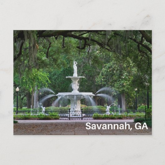 Carte Postale Fontaine du parc Forsyth à Savannah, GA (Devant)