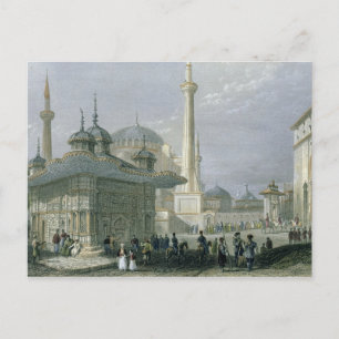 Carte Postale Fontaine et Carré de Sainte-Sophie, Istanbul, grav