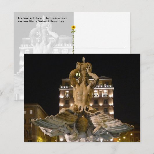 Carte Postale Fontana del Tritone, Rome, Italy - (Devant / Derrière)