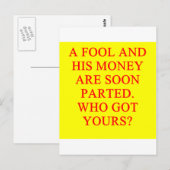 Carte Postale FOOL et son argent (Devant / Derrière)