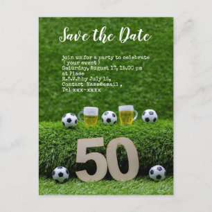 Carte Postale Foot - Sauver la date  bal 50e Fête d'anniversaire