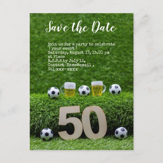 Carte Postale Foot - Sauver la date bal 50e Fête d'anniversaire (Devant)