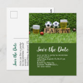 Carte Postale Foot - Save the date - ballon pour la soirée de bi (Devant / Derrière)