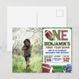 Carte Postale Football 1ère année photo bas Anniversaire