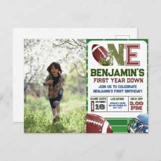 Carte Postale Football 1ère année photo bas Anniversaire