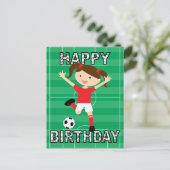 Carte Postale Football Anniversaire Fille 1 Rouge et Blanc (Debout devant)