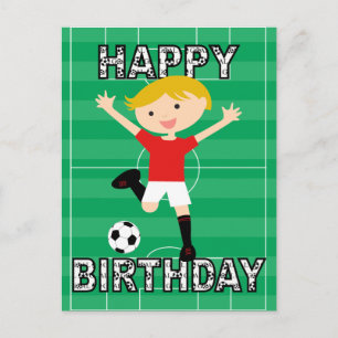 Carte Postale Football Anniversaire Garçon 1 Rouge et Blanc