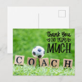 Carte Postale Football merci entraîneur avec ballon sur vert (Devant / Derrière)