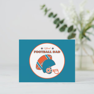 Carte Postale Football papa sportifs amateurs orange bleu vintag