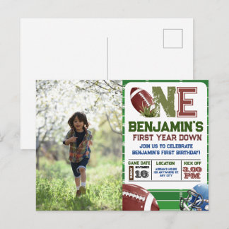 Carte Postale Football Première Année Down Photo Anniversaire