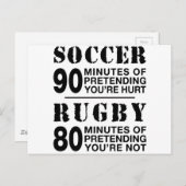 Carte Postale Football Vs Rugby (Devant / Derrière)