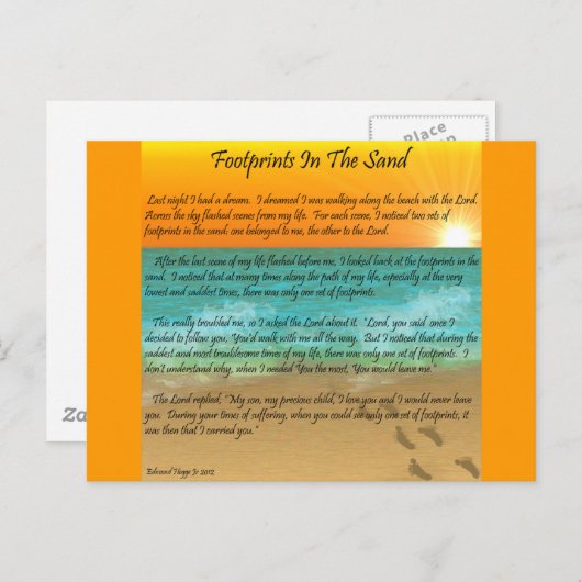 Carte Postale Footprints in the Sand (Devant / Derrière)