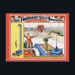 Carte Postale Forepaugh & Sells Brothers Poster Vintage Circus<br><div class="desc">Restauré et numériquement amélioré poster de cirque vintage de 1899 montrant un jongleur,  et contortionnistes effectuant divers actes,  y compris des plongées arrières d'une échelle d'extension. La plupart des imperfections ont été supprimées. Couleurs corrigées. Photo publiée avec l'aimable autorisation de Library of Congress.</div>
