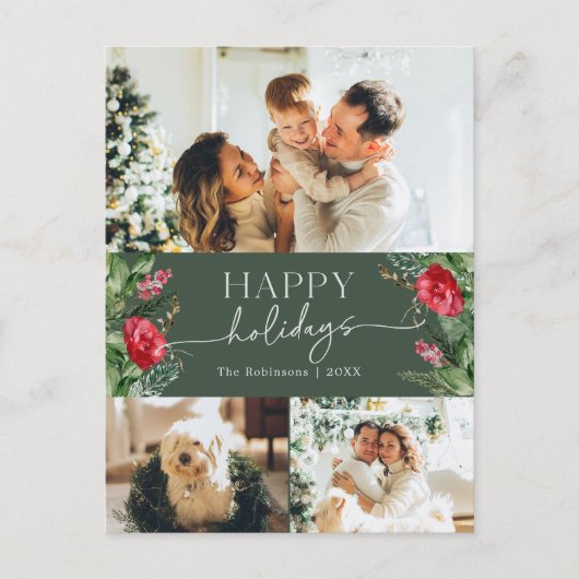 Carte Postale Forest Green Modern Script Photo Holiday (Devant)