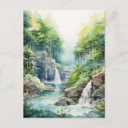 Carte Postale Forest Waterfall (Devant)