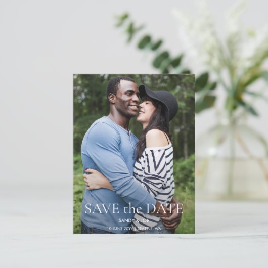 Carte Postale Forêt Amusante photo mariage Enregistrer la date (Debout devant)