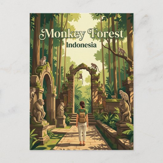 Carte Postale Forêt aux singes d'Ubud Indonésie (Devant)