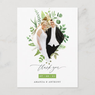 Carte Postale Forêt Bois Végétation Mariage Photo Merci