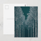 Carte Postale Forêt d'arbres blancs et bouleaux de teinte sarcel (Devant / Derrière)