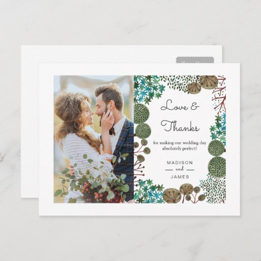 Carte Postale Forêt d'arbres | MERCI |Carte postale Photo (Devant / Derrière)