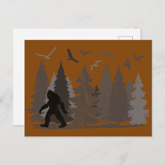 Carte Postale Forêt de Bigfoot Sasquatch (Devant / Derrière)