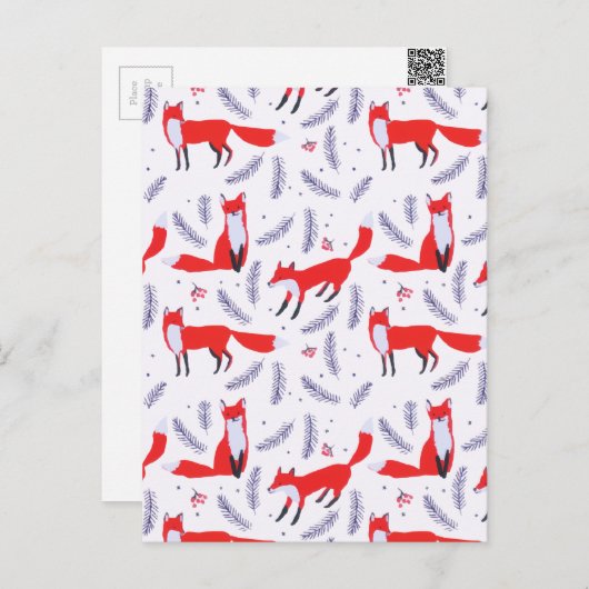 Carte Postale Forêt de bois souriant Végétation Renard rouge (Devant / Derrière)