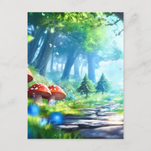 Carte Postale Forêt de champignons