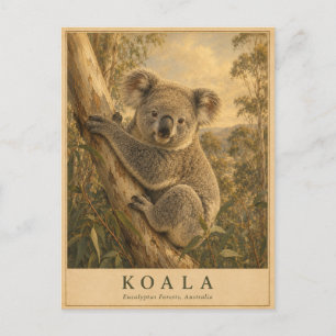 Carte Postale Forêt de eucalyptus de koala VINTAGE