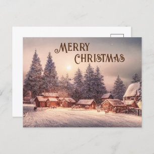 Carte Postale Forêt de maison d'hiver - Joyeux Noël