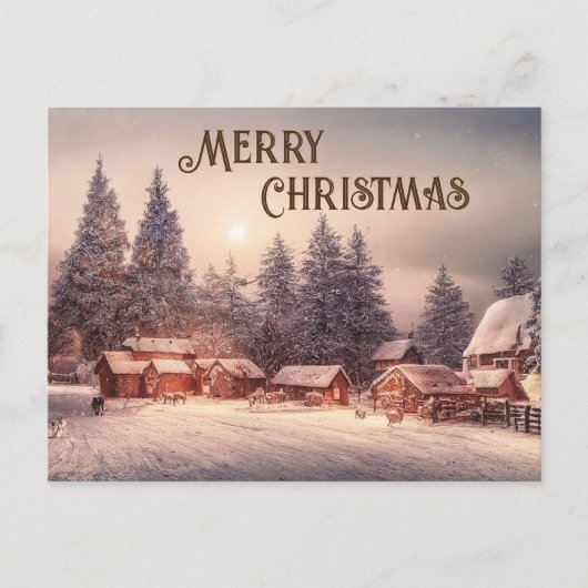 Carte Postale Forêt de maison d'hiver - Joyeux Noël (Devant)