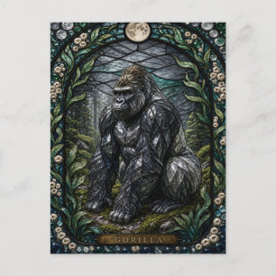 Carte Postale Forêt de mousse de gorille Illumina vitrail