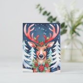Carte Postale Forêt de neige de cerfs de Noël (Debout devant)