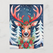 Carte Postale Forêt de neige de cerfs de Noël (Devant)