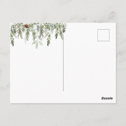 Carte Postale Forêt de Noël Magique Cerf Oiseau (Dos)