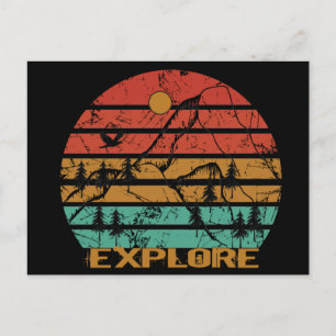 Carte Postale Forêt de pins vintage explorer en plein air