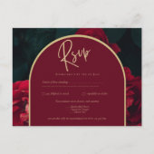 Carte Postale Forêt des Roses Rouges Vert Mariage d'hiver RSVP (Devant)