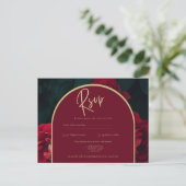 Carte Postale Forêt des Roses Rouges Vert Mariage d'hiver RSVP (Debout devant)
