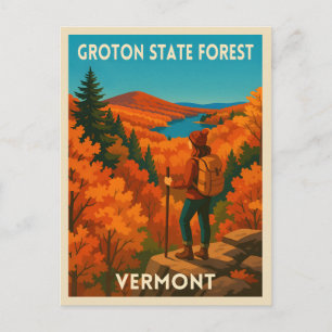 Carte Postale Forêt d'état du Vermont Groton Vintage voyage rétr