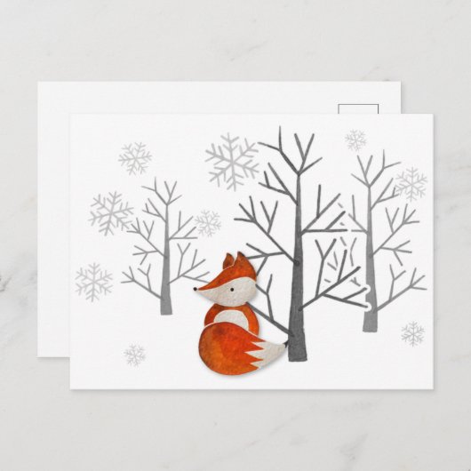 Carte Postale Forêt d'hiver Foxy (Devant / Derrière)