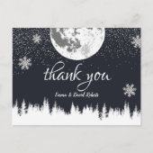 Carte Postale Forêt d'hiver Lune et Snowflakes Mariage Merci (Devant)