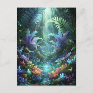 Carte Postale Forêt enchantée bioluminescente Jungle magique